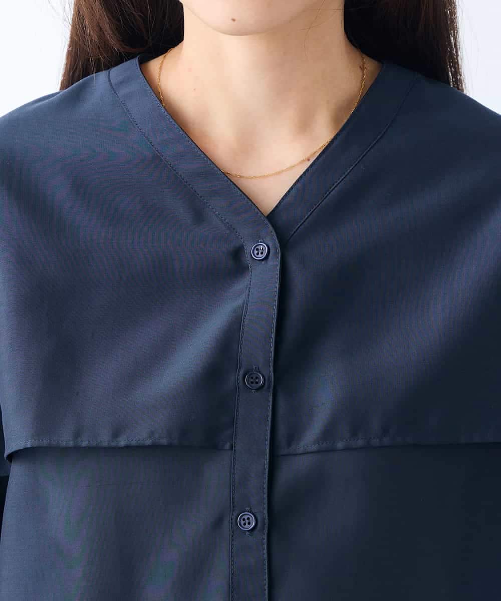 K3BGD31049 a.v.v Elmi(アー・ヴェ・ヴェ) 【低身長サイズ】ケープ風シアーブラウス ネイビー