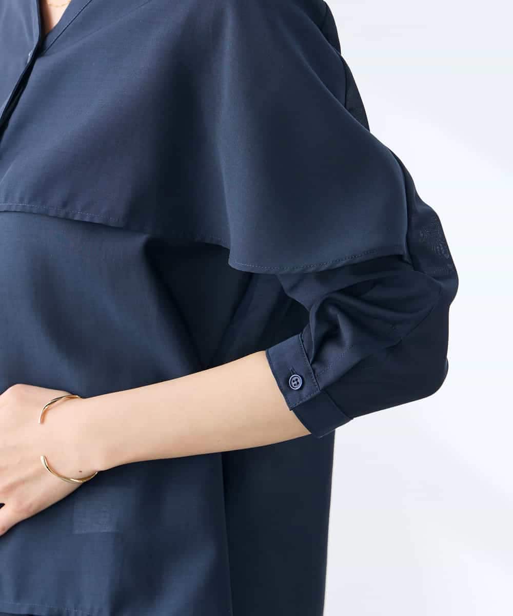 K3BGD31049 a.v.v Elmi(アー・ヴェ・ヴェ) 【低身長サイズ】ケープ風シアーブラウス ネイビー