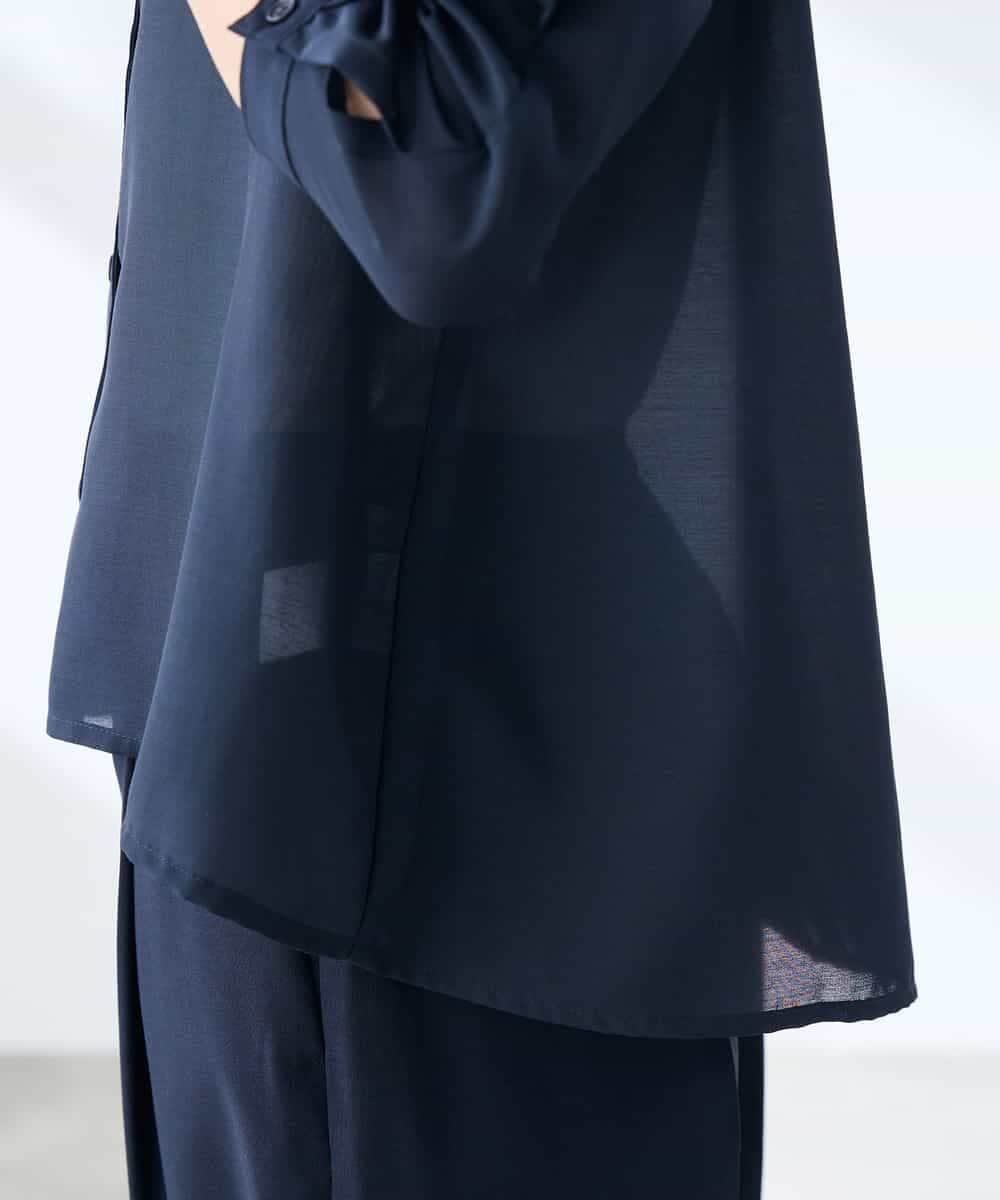 K3BGD31049 a.v.v Elmi(アー・ヴェ・ヴェ) 【低身長サイズ】ケープ風シアーブラウス ネイビー