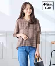 K3BGD31049 a.v.v Elmi(アー・ヴェ・ヴェ) 【低身長サイズ】ケープ風シアーブラウス ブラウンチェック柄
