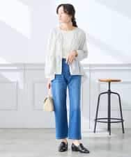 K3BGD32049 a.v.v Elmi(アー・ヴェ・ヴェ) 【低身長サイズ】ストライプ柄ティアードシアーブラウス ライトブルー