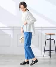 K3BGD32049 a.v.v Elmi(アー・ヴェ・ヴェ) 【低身長サイズ】ストライプ柄ティアードシアーブラウス ライトブルー