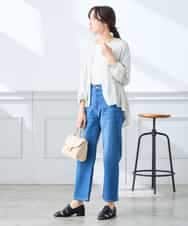 K3BGD32049 a.v.v Elmi(アー・ヴェ・ヴェ) 【低身長サイズ】ストライプ柄ティアードシアーブラウス ライトブルー