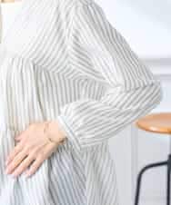 K3BGD32049 a.v.v Elmi(アー・ヴェ・ヴェ) 【低身長サイズ】ストライプ柄ティアードシアーブラウス ライトブルー