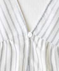 K3BGD32049 a.v.v Elmi(アー・ヴェ・ヴェ) 【低身長サイズ】ストライプ柄ティアードシアーブラウス ライトブルー