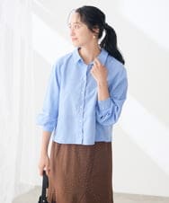 K3BJD02049 a.v.v Elmi(アー・ヴェ・ヴェ) 【低身長サイズ】バックタック切替ブラウス ライトブルー