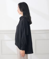 K3BJD30053 a.v.v Elmi(アー・ヴェ・ヴェ) 【低身長サイズ】楊柳 ドルマン シルエット シャツ【洗える/接触冷感】 ブラック