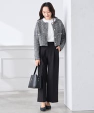 K3CBD16079 a.v.v Elmi(アー・ヴェ・ヴェ) 【低身長サイズ】ラメツィードニットジャケット ブラック系