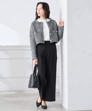 K3CBD16079 a.v.v Elmi(アー・ヴェ・ヴェ) 【低身長サイズ】ラメツィードニットジャケット ブラック系