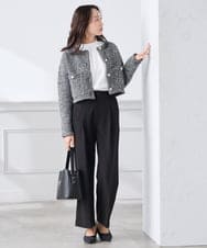 K3CBD16079 a.v.v Elmi(アー・ヴェ・ヴェ) 【低身長サイズ】ラメツィードニットジャケット ブラック系