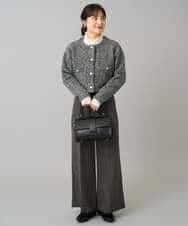 K3CBD16079 a.v.v Elmi(アー・ヴェ・ヴェ) 【低身長サイズ】ラメツィードニットジャケット ブラック系