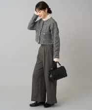 K3CBD16079 a.v.v Elmi(アー・ヴェ・ヴェ) 【低身長サイズ】ラメツィードニットジャケット ブラック系