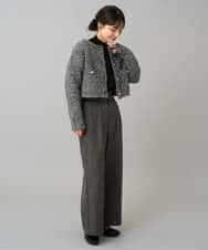 K3CBD16079 a.v.v Elmi(アー・ヴェ・ヴェ) 【低身長サイズ】ラメツィードニットジャケット ブラック系