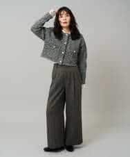 K3CBD16079 a.v.v Elmi(アー・ヴェ・ヴェ) 【低身長サイズ】ラメツィードニットジャケット ブラック系