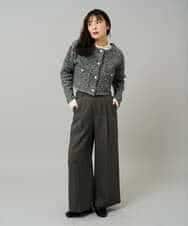 K3CBD16079 a.v.v Elmi(アー・ヴェ・ヴェ) 【低身長サイズ】ラメツィードニットジャケット ブラック系