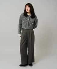 K3CBD16079 a.v.v Elmi(アー・ヴェ・ヴェ) 【低身長サイズ】ラメツィードニットジャケット ブラック系