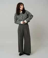 K3CBD16079 a.v.v Elmi(アー・ヴェ・ヴェ) 【低身長サイズ】ラメツィードニットジャケット ブラック系