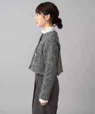 K3CBD16079 a.v.v Elmi(アー・ヴェ・ヴェ) 【低身長サイズ】ラメツィードニットジャケット ブラック系