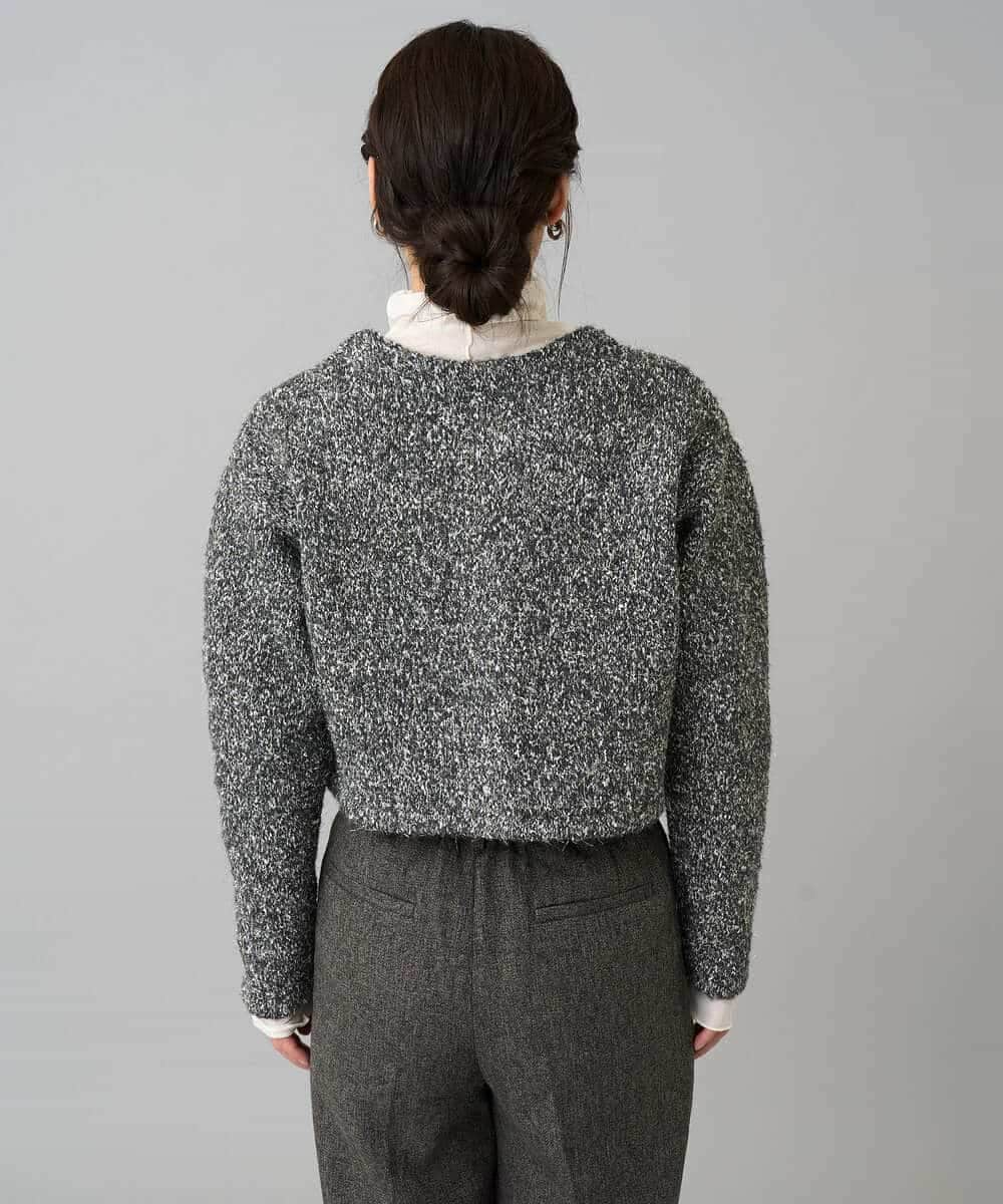 K3CBD16079 a.v.v Elmi(アー・ヴェ・ヴェ) 【低身長サイズ】ラメツィードニットジャケット ブラック系