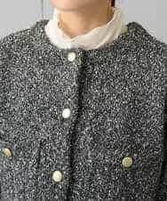 K3CBD16079 a.v.v Elmi(アー・ヴェ・ヴェ) 【低身長サイズ】ラメツィードニットジャケット ブラック系