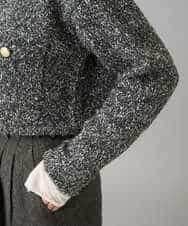 K3CBD16079 a.v.v Elmi(アー・ヴェ・ヴェ) 【低身長サイズ】ラメツィードニットジャケット ブラック系