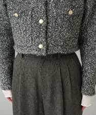 K3CBD16079 a.v.v Elmi(アー・ヴェ・ヴェ) 【低身長サイズ】ラメツィードニットジャケット ブラック系