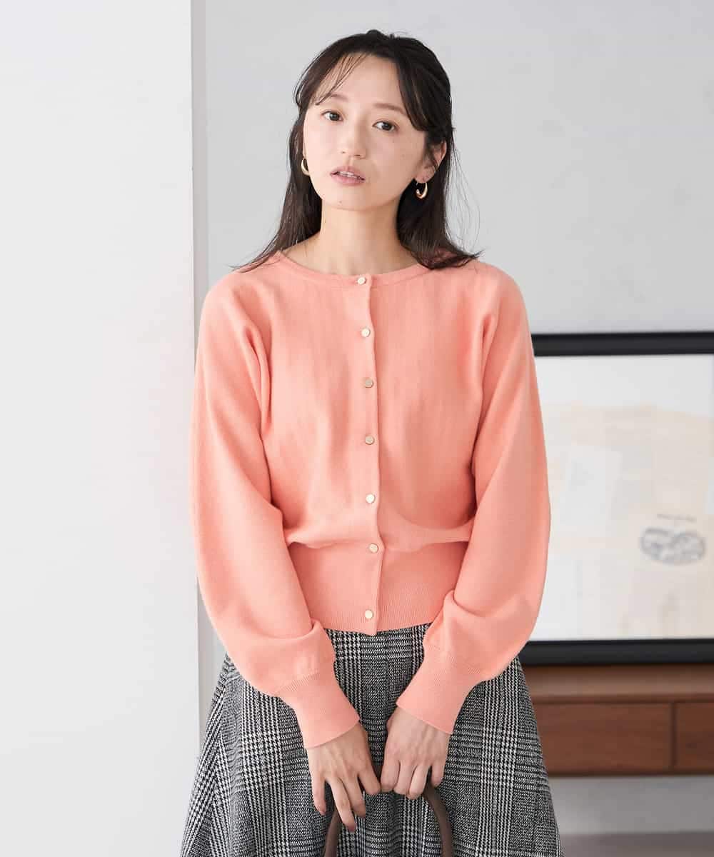 K3CBD20049 a.v.v Elmi(アー・ヴェ・ヴェ) 【低身長サイズ/2WAY】クルーネッククロップドカーディガン オレンジ