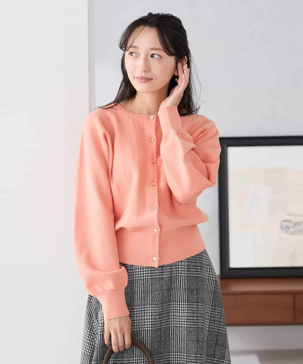 K3CBD20049 a.v.v Elmi(アー・ヴェ・ヴェ) 【低身長サイズ/2WAY】クルーネッククロップドカーディガン オレンジ