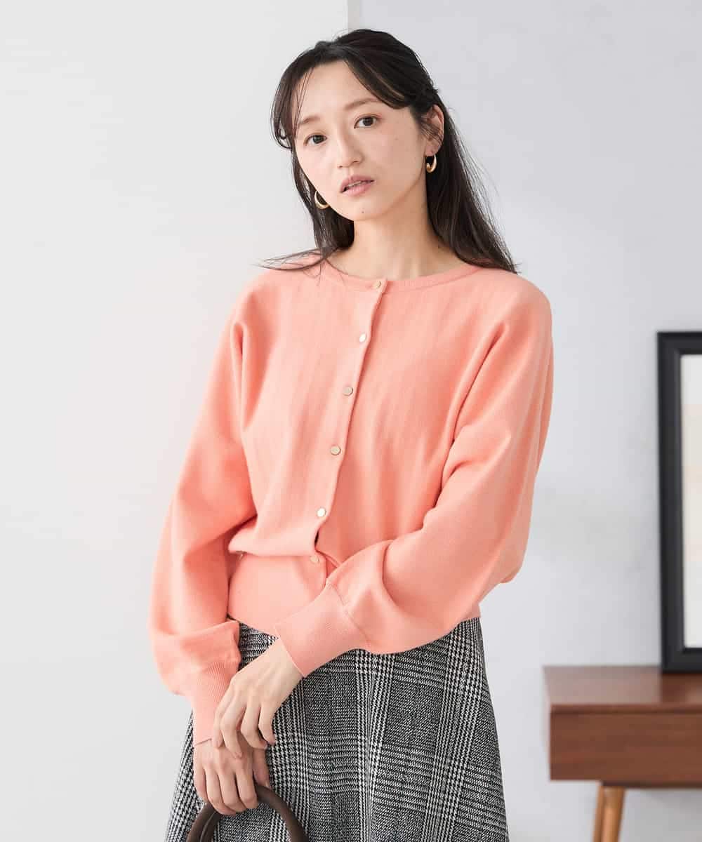 K3CBD20049 a.v.v Elmi(アー・ヴェ・ヴェ) 【低身長サイズ/2WAY】クルーネッククロップドカーディガン オレンジ