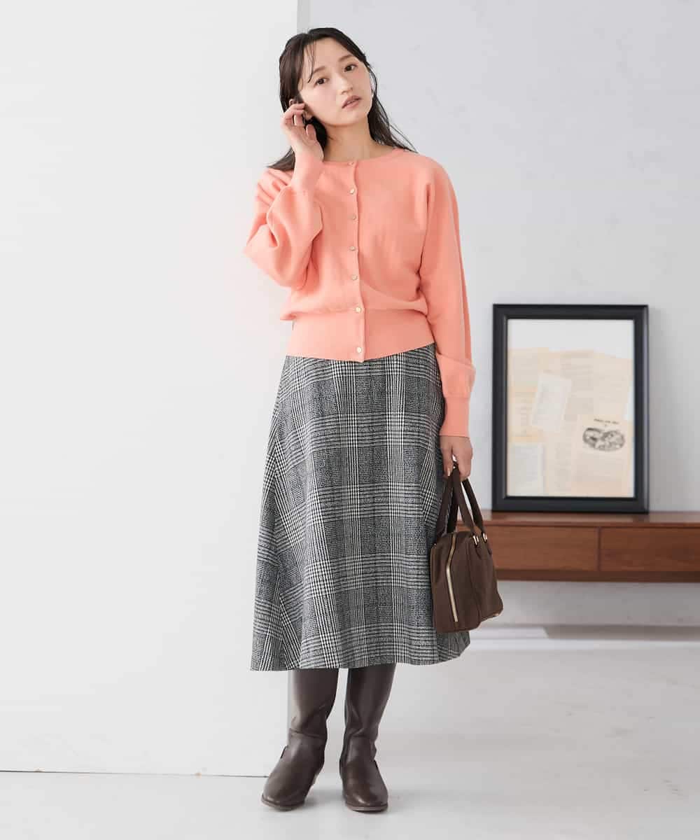 K3CBD20049 a.v.v Elmi(アー・ヴェ・ヴェ) 【低身長サイズ/2WAY】クルーネッククロップドカーディガン オレンジ