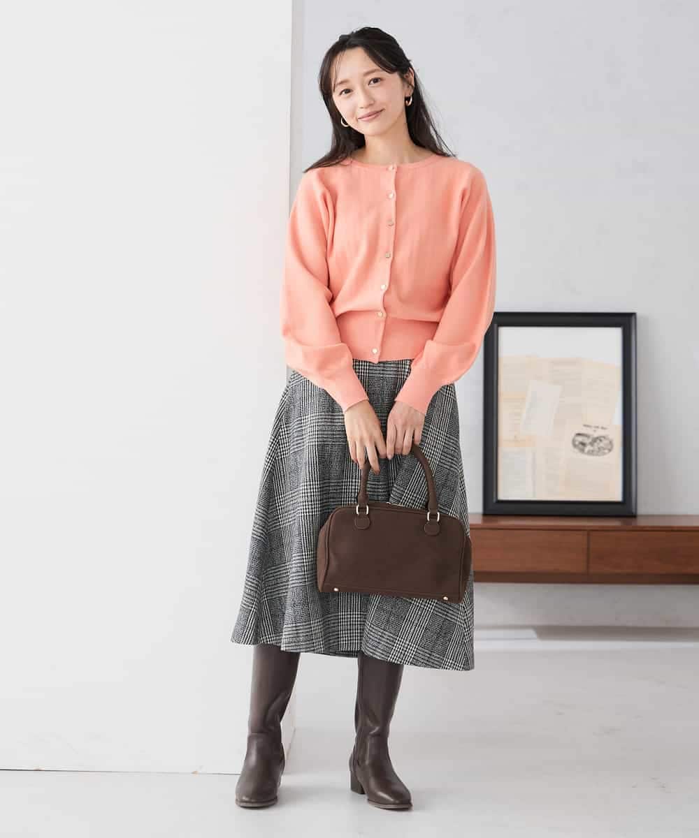 K3CBD20049 a.v.v Elmi(アー・ヴェ・ヴェ) 【低身長サイズ/2WAY】クルーネッククロップドカーディガン オレンジ