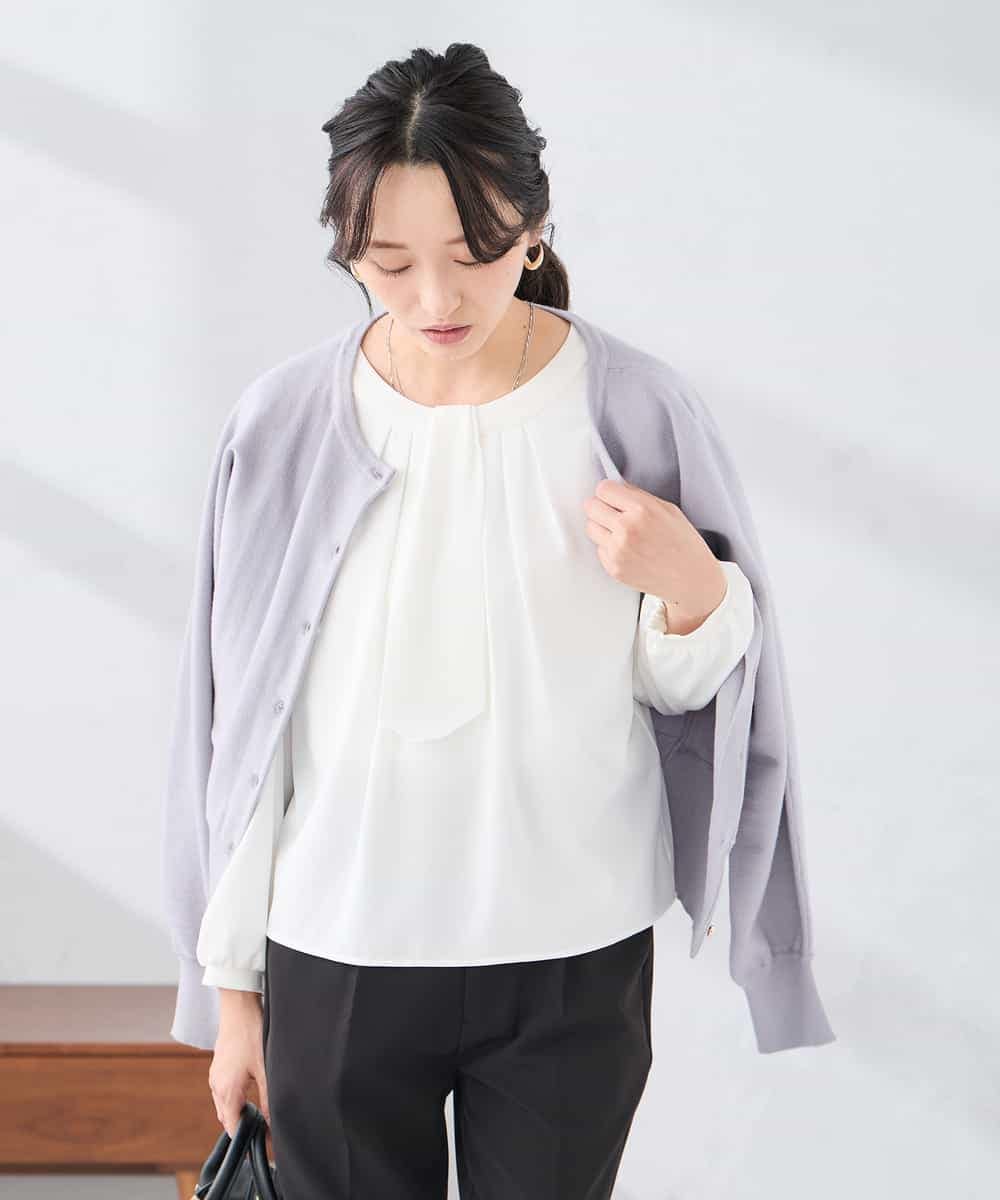 K3CBD20049 a.v.v Elmi(アー・ヴェ・ヴェ) 【低身長サイズ/2WAY】クルーネッククロップドカーディガン オレンジ