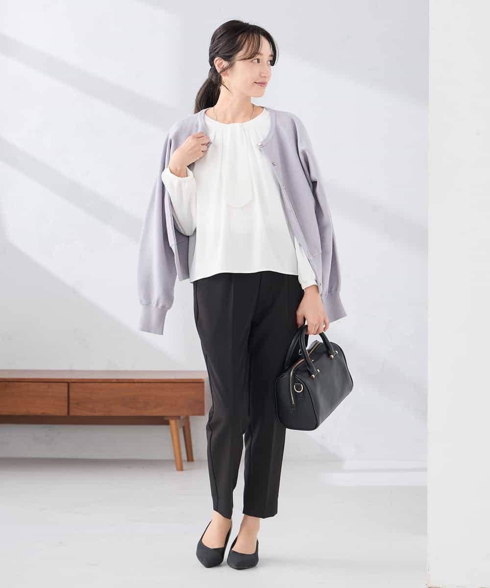 K3CBD20049 a.v.v Elmi(アー・ヴェ・ヴェ) 【低身長サイズ/2WAY】クルーネッククロップドカーディガン オレンジ