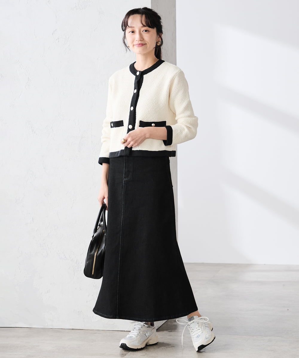 K3CED01069 a.v.v Elmi(アー・ヴェ・ヴェ) 【低身長サイズ】メタルボタンカノコニットジャケット ライトイエロー