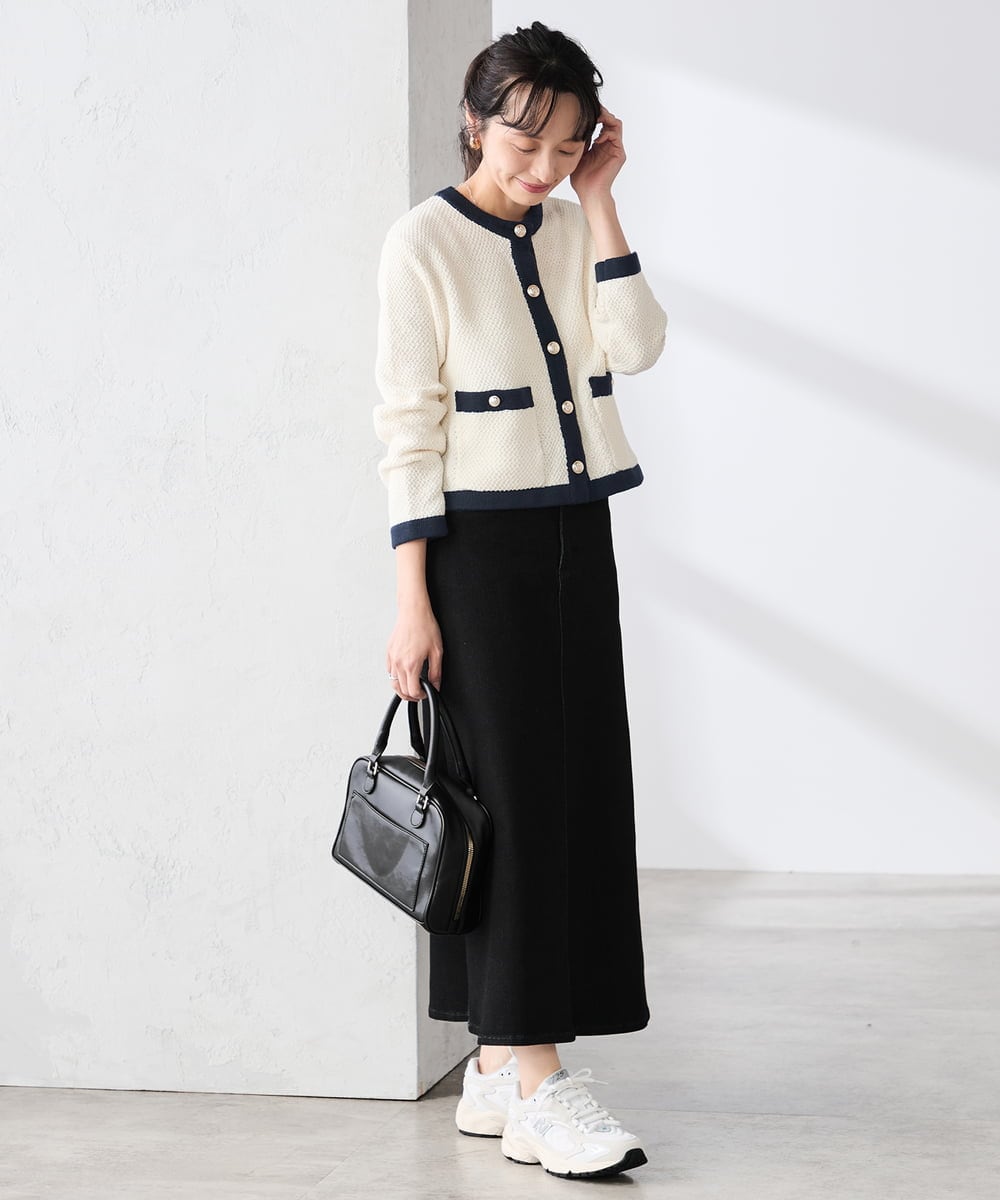 K3CED01069 a.v.v Elmi(アー・ヴェ・ヴェ) 【低身長サイズ】メタルボタンカノコニットジャケット ライトイエロー