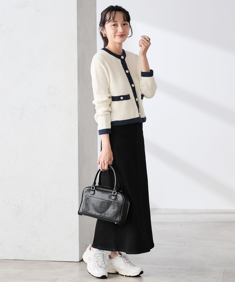 K3CED01069 a.v.v Elmi(アー・ヴェ・ヴェ) 【低身長サイズ】メタルボタンカノコニットジャケット ライトイエロー