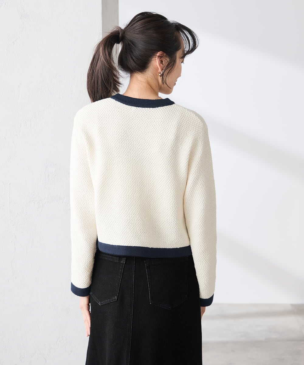 K3CED01069 a.v.v Elmi(アー・ヴェ・ヴェ) 【低身長サイズ】メタルボタンカノコニットジャケット ライトイエロー