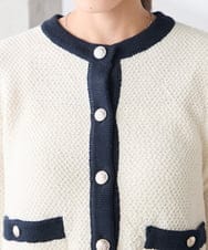 K3CED01069 a.v.v Elmi(アー・ヴェ・ヴェ) 【低身長サイズ】メタルボタンカノコニットジャケット ライトイエロー