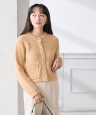 K3CED01069 a.v.v Elmi(アー・ヴェ・ヴェ) 【低身長サイズ】メタルボタンカノコニットジャケット ライトイエロー