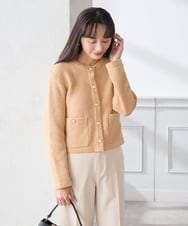 K3CED01069 a.v.v Elmi(アー・ヴェ・ヴェ) 【低身長サイズ】メタルボタンカノコニットジャケット ライトイエロー