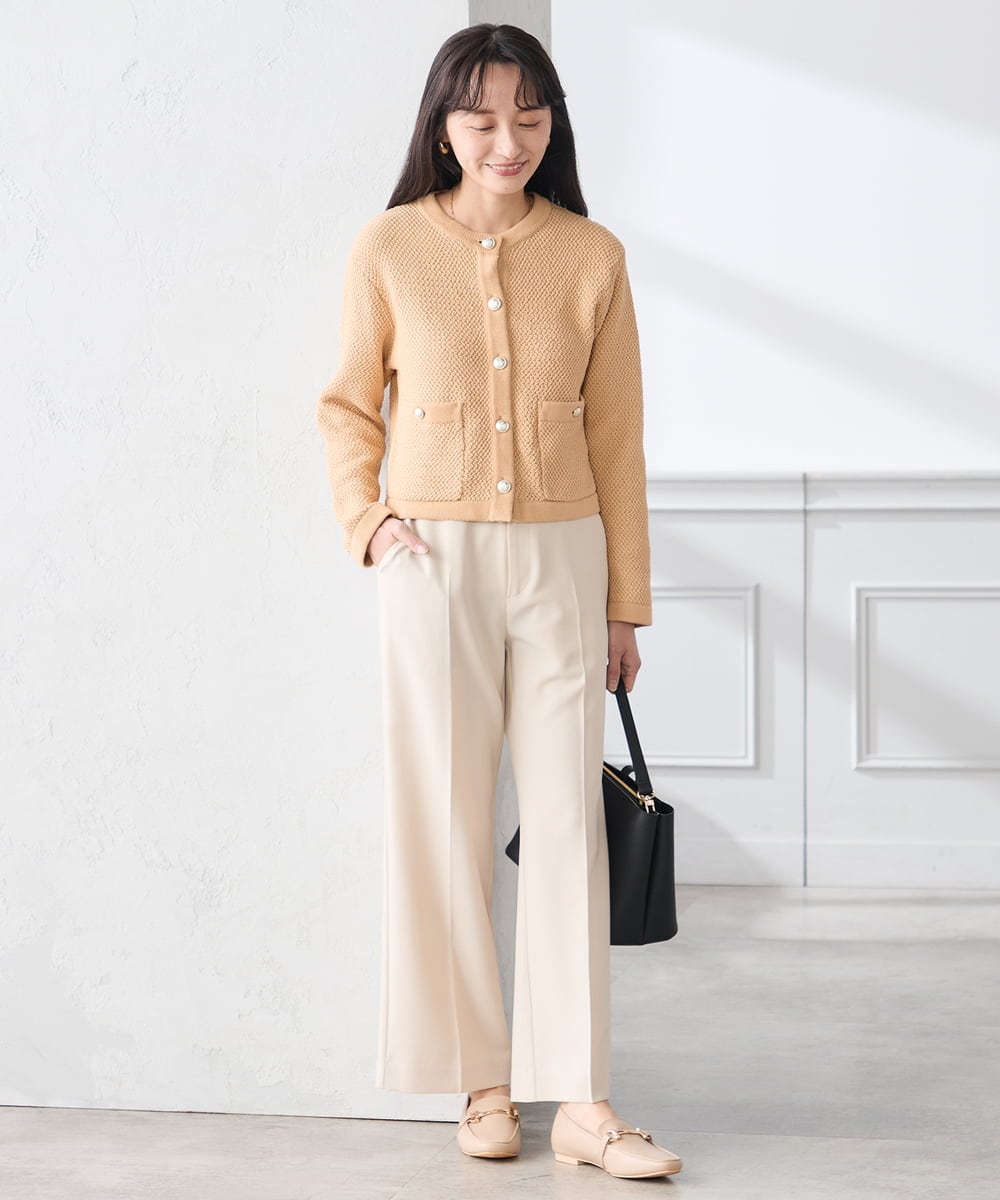 K3CED01069 a.v.v Elmi(アー・ヴェ・ヴェ) 【低身長サイズ】メタルボタンカノコニットジャケット ライトイエロー