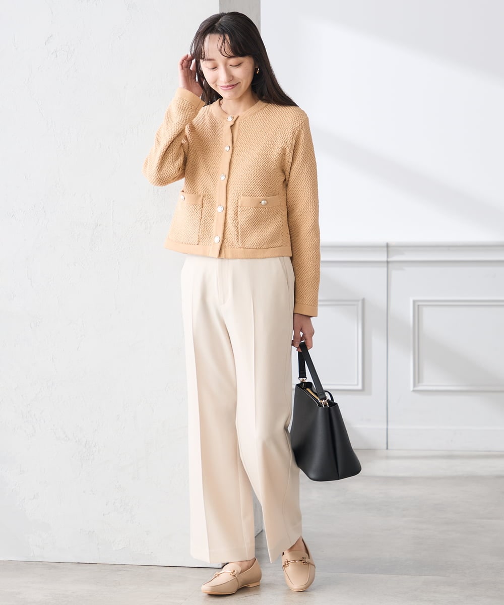 K3CED01069 a.v.v Elmi(アー・ヴェ・ヴェ) 【低身長サイズ】メタルボタンカノコニットジャケット ライトイエロー