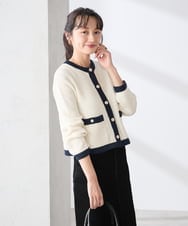 K3CED01069 a.v.v Elmi(アー・ヴェ・ヴェ) 【低身長サイズ】メタルボタンカノコニットジャケット ライトイエロー