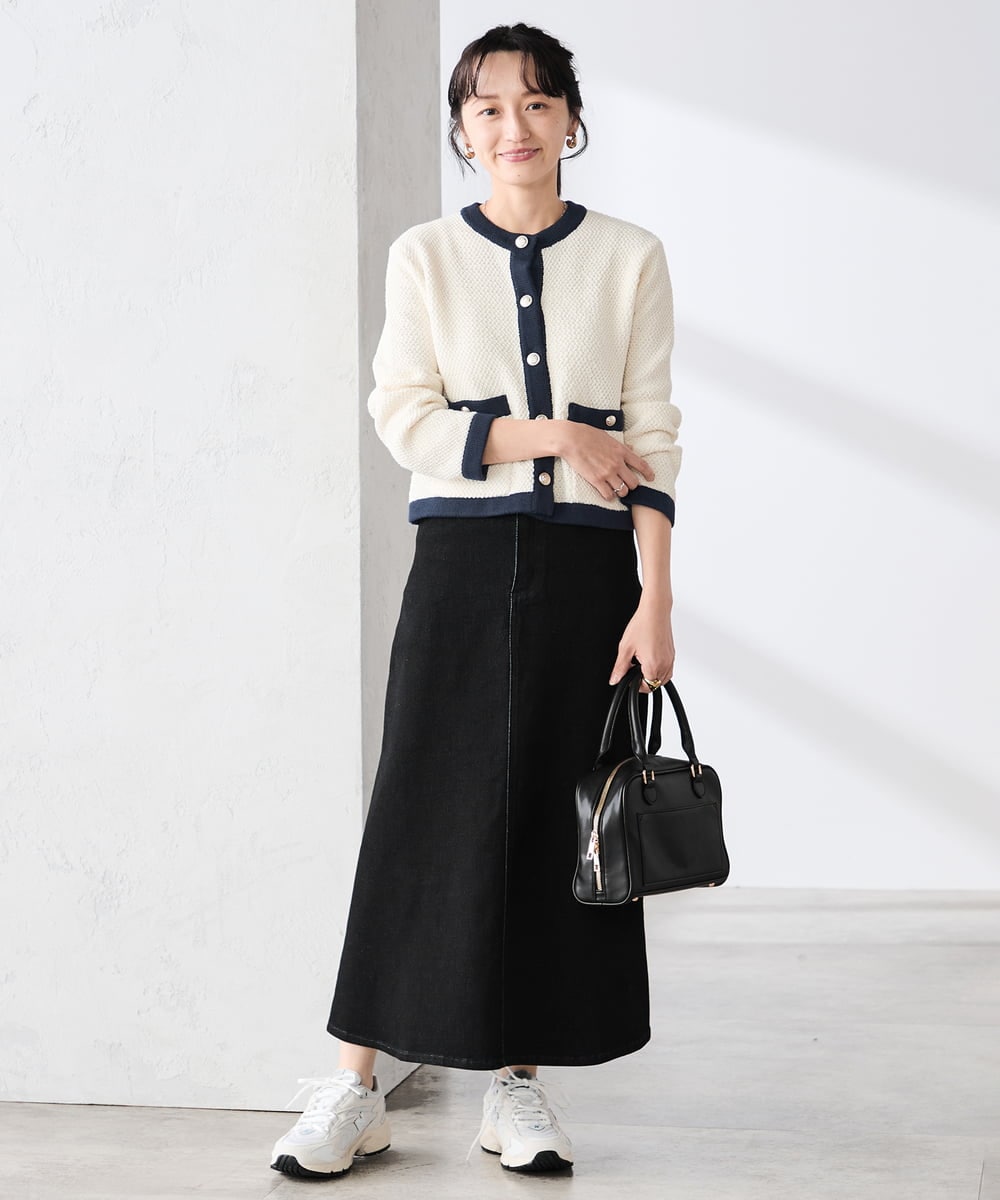 K3CED01069 a.v.v Elmi(アー・ヴェ・ヴェ) 【低身長サイズ】メタルボタンカノコニットジャケット ライトイエロー