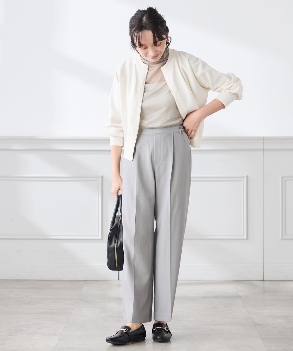 K3CED03059 a.v.v Elmi(アー・ヴェ・ヴェ) 【低身長サイズ】バックギャザーニットブルゾン ネイビー