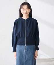 K3CED03059 a.v.v Elmi(アー・ヴェ・ヴェ) 【低身長サイズ】バックギャザーニットブルゾン ネイビー