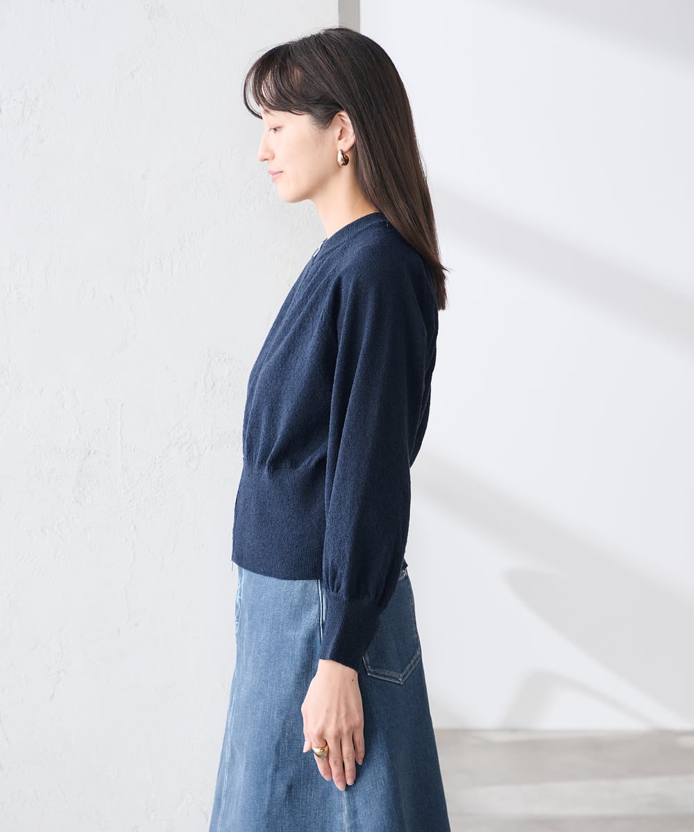 K3CED03059 a.v.v Elmi(アー・ヴェ・ヴェ) 【低身長サイズ】バックギャザーニットブルゾン ネイビー