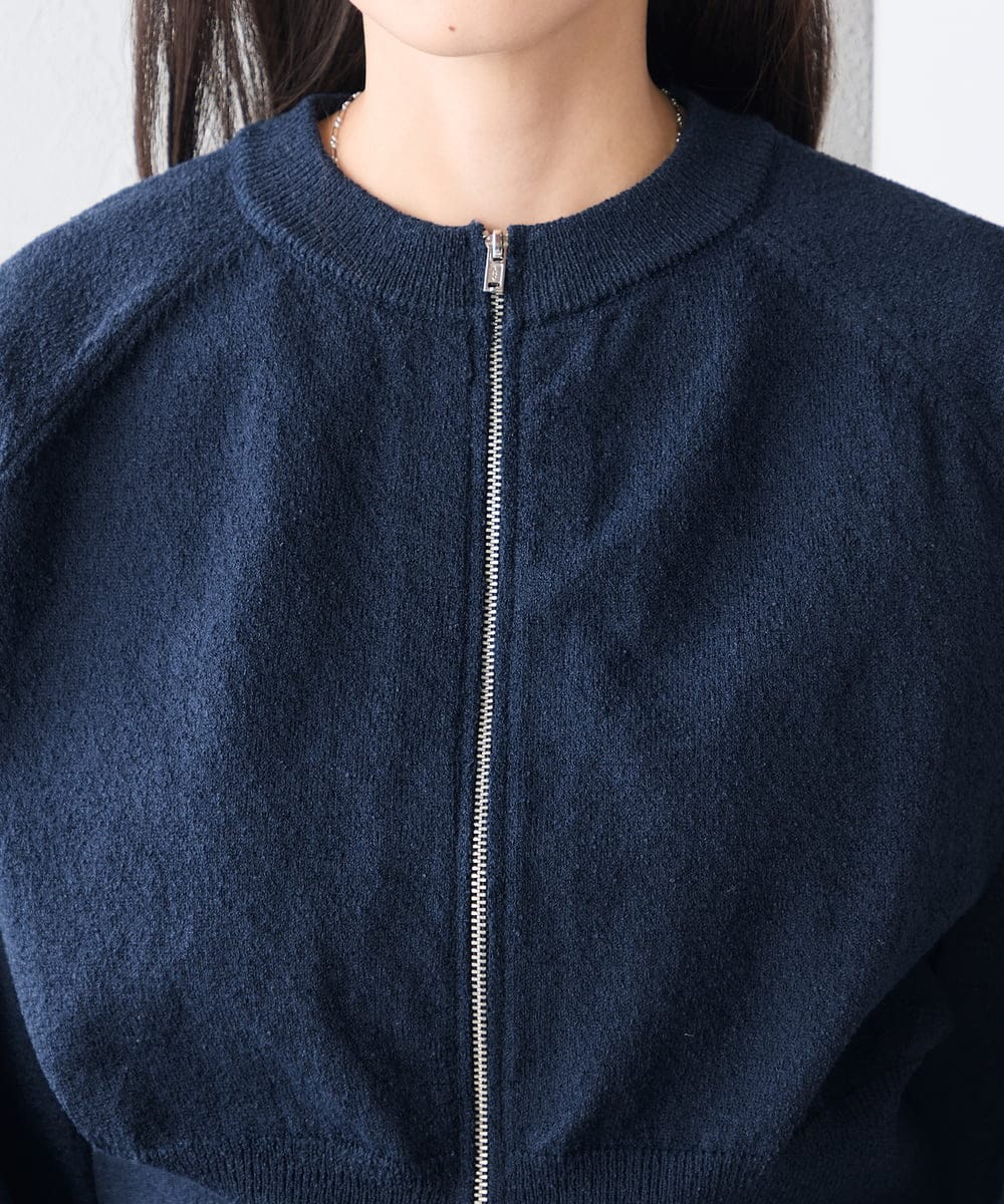 K3CED03059 a.v.v Elmi(アー・ヴェ・ヴェ) 【低身長サイズ】バックギャザーニットブルゾン ネイビー