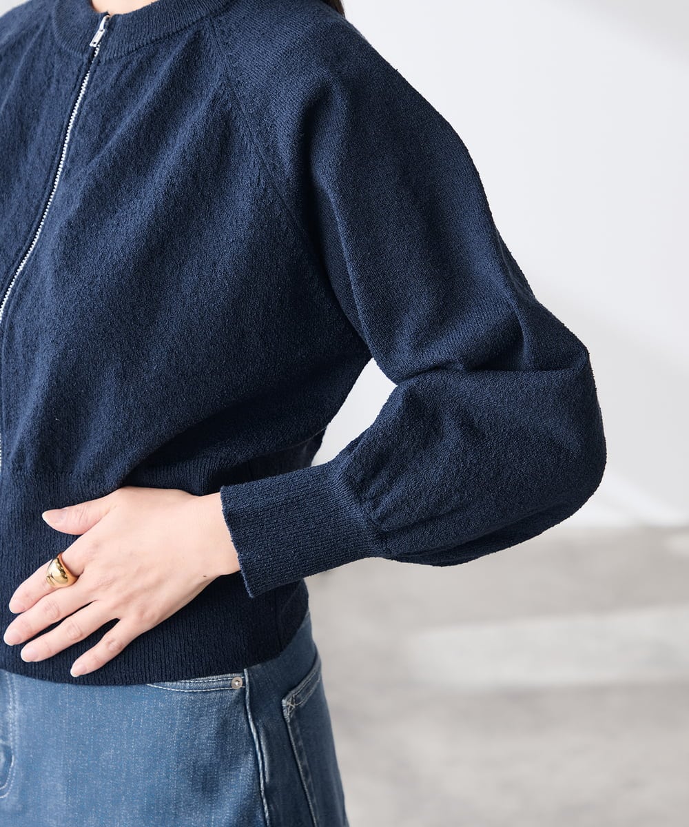 K3CED03059 a.v.v Elmi(アー・ヴェ・ヴェ) 【低身長サイズ】バックギャザーニットブルゾン ネイビー