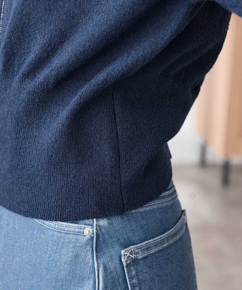 K3CED03059 a.v.v Elmi(アー・ヴェ・ヴェ) 【低身長サイズ】バックギャザーニットブルゾン ネイビー